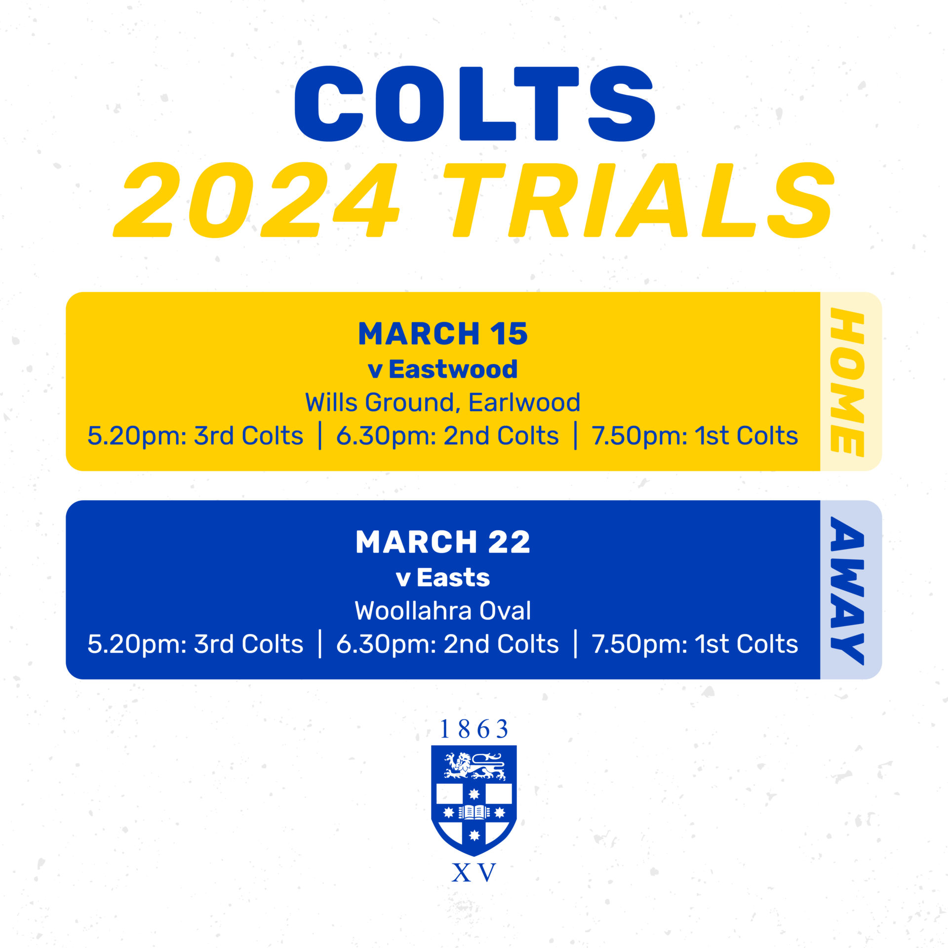 SUFC 2024 Colts Trial Matches Sydney Uni Football Club